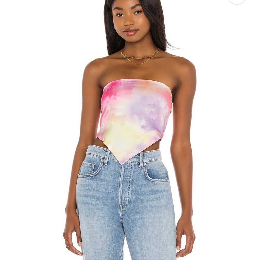 Superdown Tabitha Reversible Strapless Top in Pink Multi